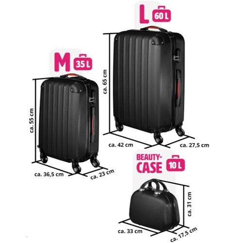 3tlg reisekoffer set - set, trolley